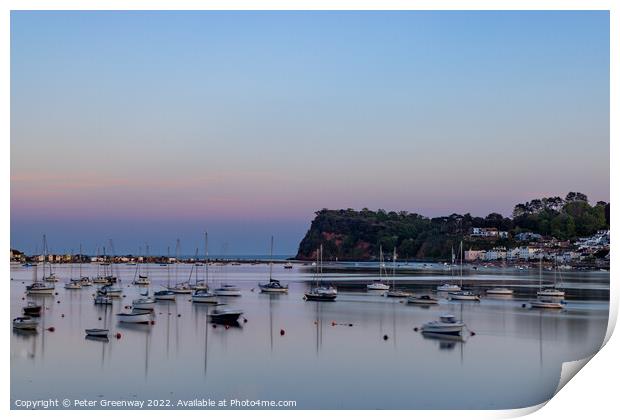 Boats Moored On The River Teign At Sunset In Shaldon, Devon Print by Peter Greenway