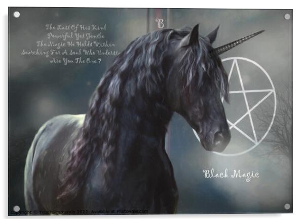 Black Magic Unicorn Acrylic by Trudi Simmonds