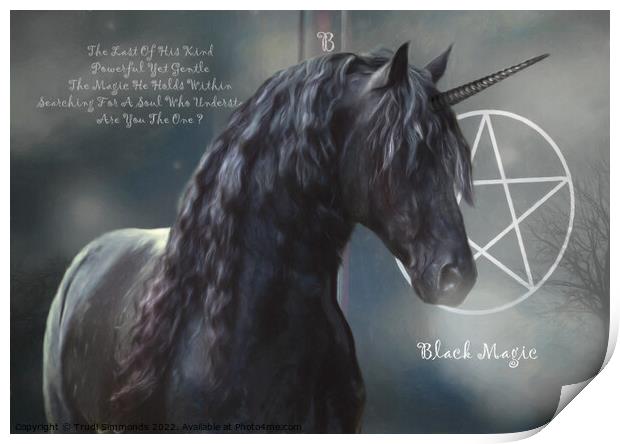 Black Magic Unicorn Print by Trudi Simmonds
