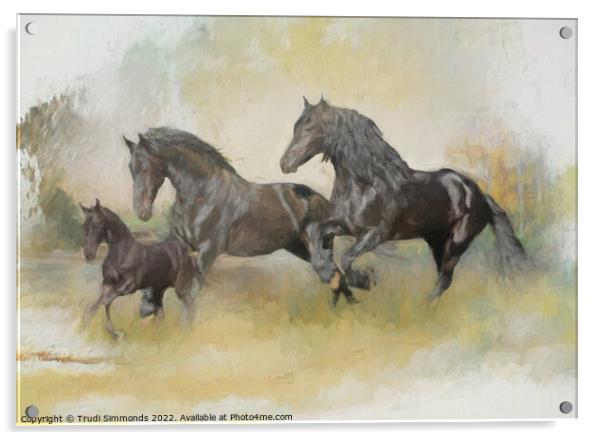 Friesian Family Acrylic by Trudi Simmonds