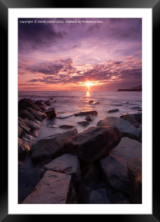 Dazzling Sunset Over Jurassic Coast Framed Mounted Print by Derek Daniel