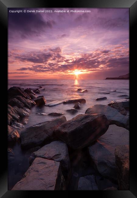 Dazzling Sunset Over Jurassic Coast Framed Print by Derek Daniel