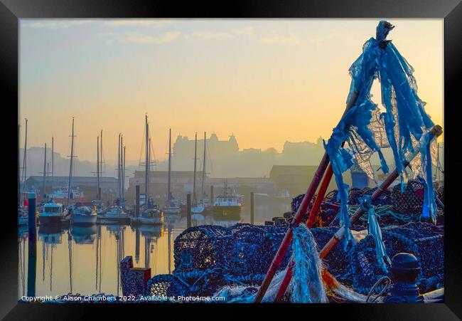Scarborough Harbour, North Yorkshire Coast Framed Print by Alison Chambers