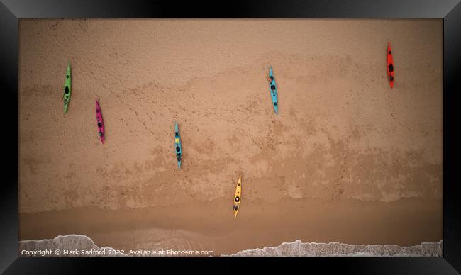 Kayaks from above at Praa Sands Framed Print by Mark Radford