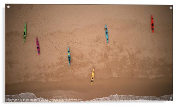 Kayaks from above at Praa Sands Acrylic by Mark Radford
