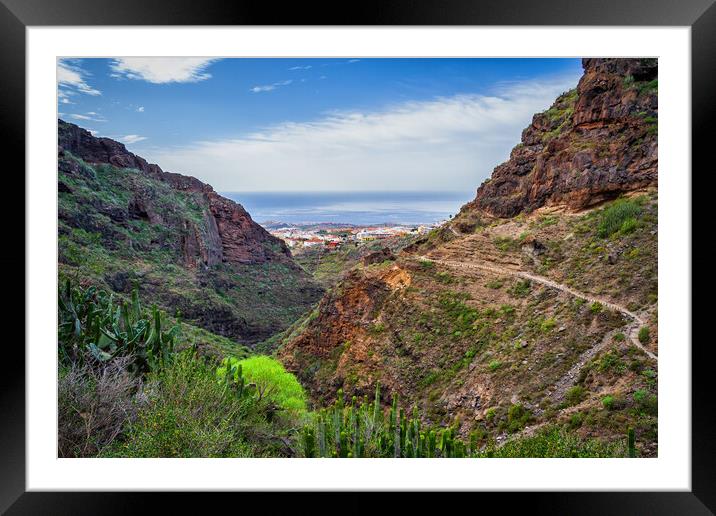 Barranco del Infierno Hell Gorge Landscape in Tenerife Framed Mounted Print by Artur Bogacki