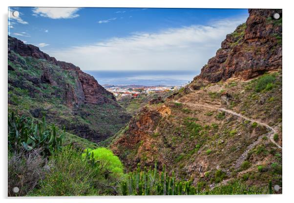 Barranco del Infierno Hell Gorge Landscape in Tenerife Acrylic by Artur Bogacki