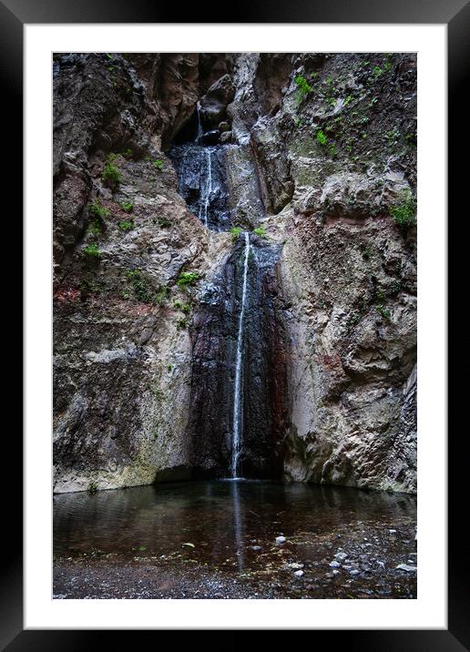 Waterfall in Barranco del Infierno Hell Gorge in Tenerife Framed Mounted Print by Artur Bogacki
