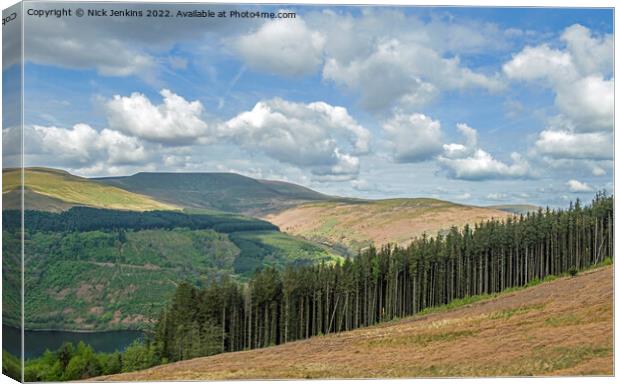 Waun Rydd from Bwlch y Wan Beacons P4M  Canvas Print by Nick Jenkins