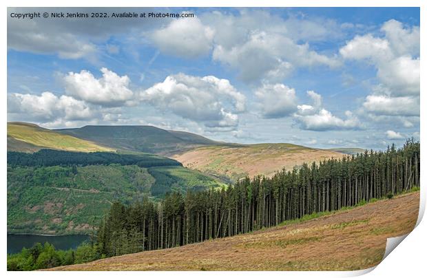Waun Rydd from Bwlch y Wan Beacons P4M  Print by Nick Jenkins