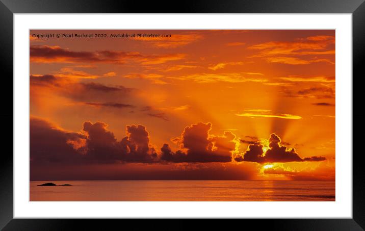 Stunning Red Sunset over a Calm Sea Panoramic Framed Mounted Print by Pearl Bucknall