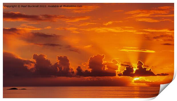 Stunning Red Sunset over a Calm Sea Panoramic Print by Pearl Bucknall