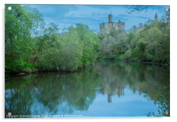 Walkworth Castle River Coquet Northumberland Acrylic by david siggens
