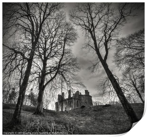 Huntly Castle Morayshire Scotland Monochrome Other Side Print by OBT imaging