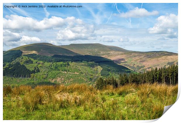 Waun Rydd from Bwlch y Waun in the Brecon Beacons Print by Nick Jenkins