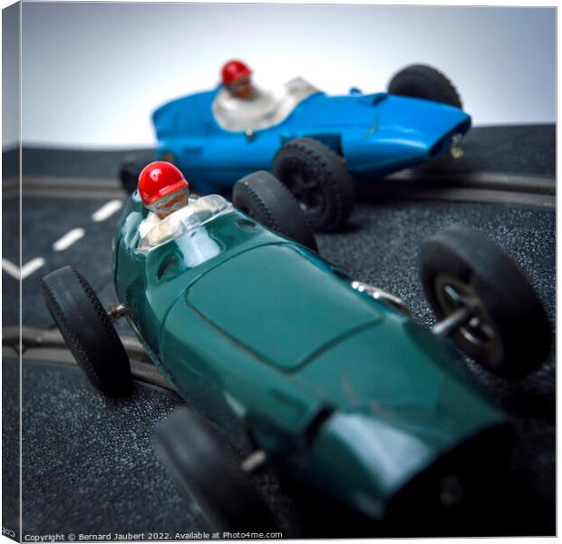 Two toy race cars Canvas Print by Bernard Jaubert
