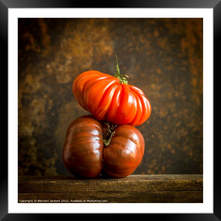 Two tomatoes Framed Mounted Print by Bernard Jaubert