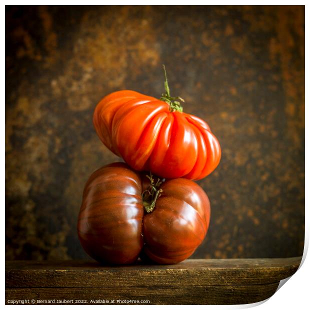 Two tomatoes Print by Bernard Jaubert