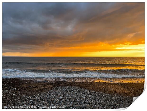 The Sun Setting over the Sea  Print by nic 744