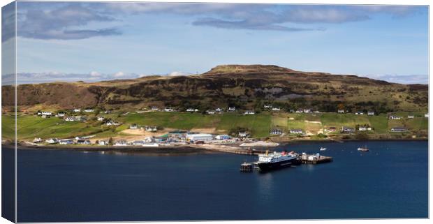 Uig Bay village and ferry Canvas Print by Leighton Collins