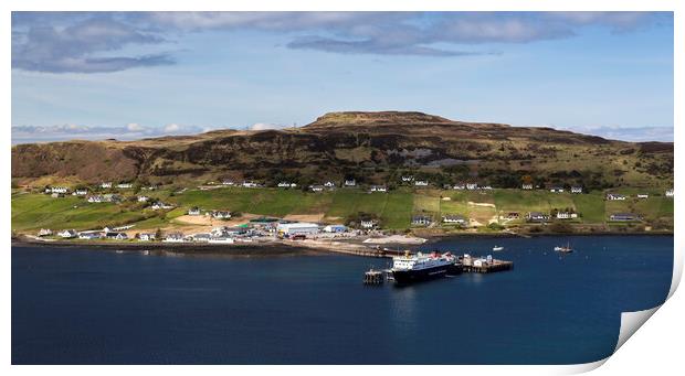Uig Bay village and ferry Print by Leighton Collins
