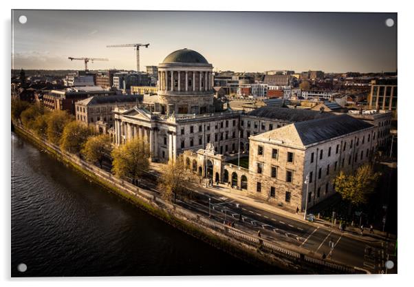 Four Courts in Dublin - aerial view Acrylic by Erik Lattwein