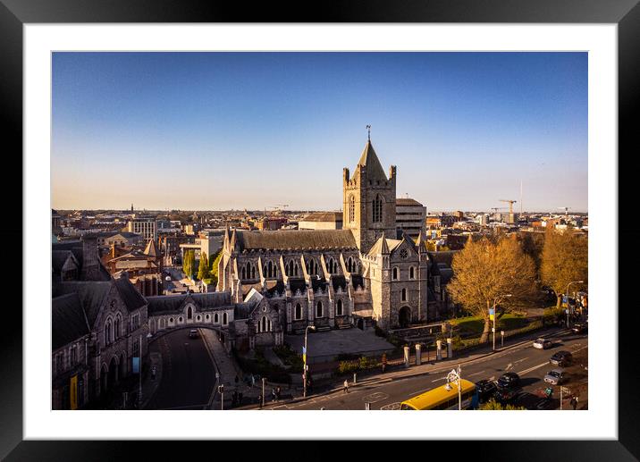 Christ Church Cathedral in Dublin - aerial view Framed Mounted Print by Erik Lattwein