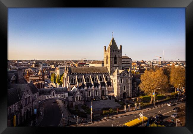 Christ Church Cathedral in Dublin - aerial view Framed Print by Erik Lattwein