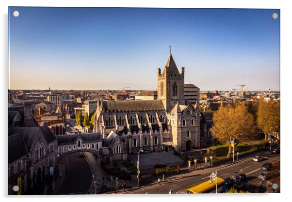 Christ Church Cathedral in Dublin - aerial view Acrylic by Erik Lattwein
