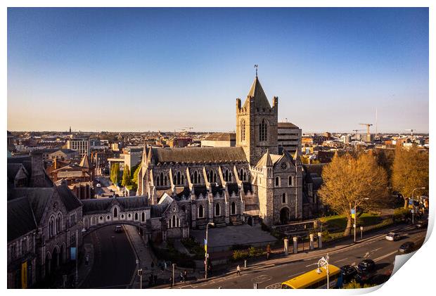 Christ Church Cathedral in Dublin - aerial view Print by Erik Lattwein