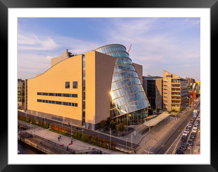Dublin Convention Centre - aerial view Framed Mounted Print by Erik Lattwein