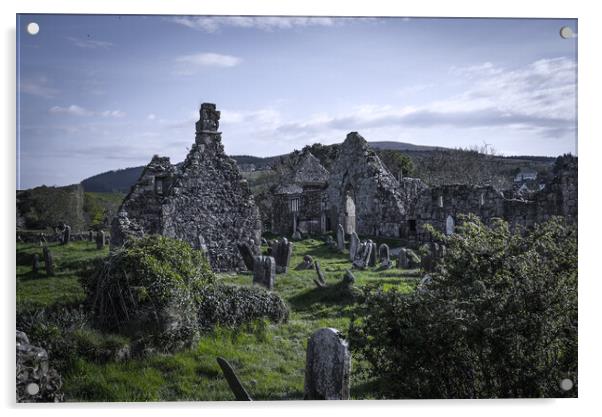 Ruins of an old abbey and cemetery in Northern Ireland Acrylic by Erik Lattwein