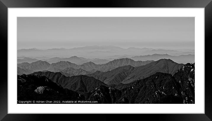 Ridges at sunrise, Huang Shan, China Framed Mounted Print by Adrian Chan