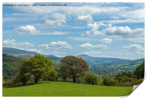 View of the Sugarloaf Mountain Black Mountains Print by Nick Jenkins