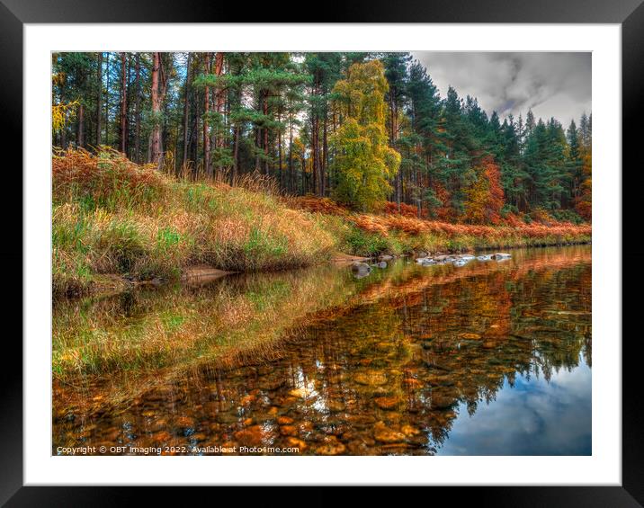 Reflections On The Copper Pebble Whisky Pine River Spey Highland Scotland Framed Mounted Print by OBT imaging