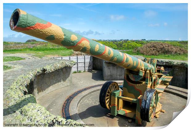  Restored Costal Artillery Battery in Guernsey. Print by George de Putron