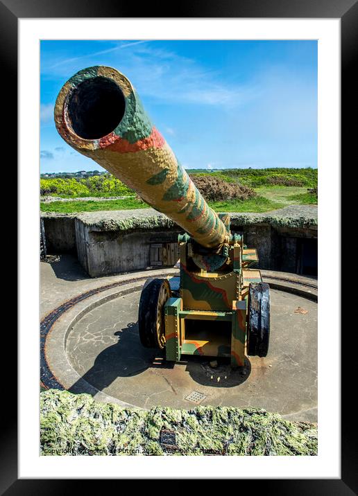 Restored Costal Artillery Battery in Guernsey. Framed Mounted Print by George de Putron