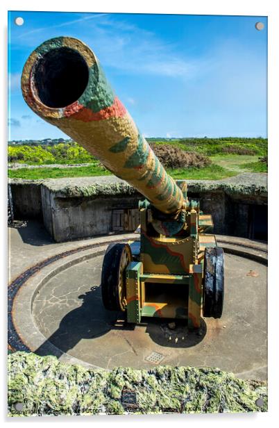 Restored Costal Artillery Battery in Guernsey. Acrylic by George de Putron