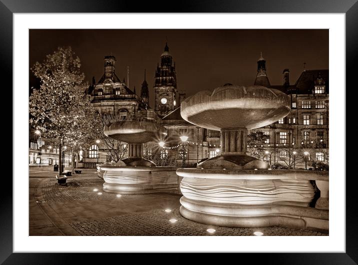 Sheffield Town Hall and Peace Gardens South Yorkshire Framed Mounted Print by Darren Galpin