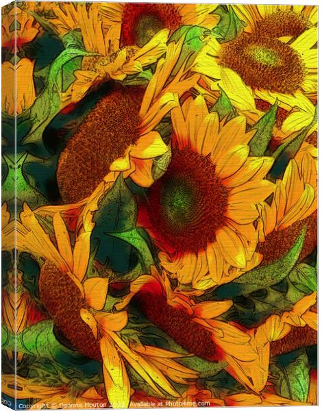 Radiant Sunflower Bouquet Canvas Print by Deanne Flouton