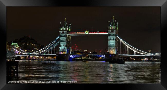 Tower Bridge from riverbanks in London Framed Print by Angelo DeVal