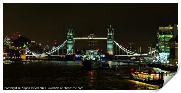 Tower Bridge and SS Belfast Print by Angelo DeVal