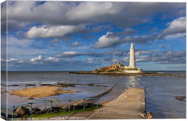 St Mary's Lighthouse. Canvas Print by Jim Monk
