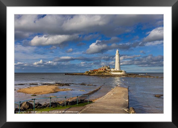 St Mary's Lighthouse. Framed Mounted Print by Jim Monk