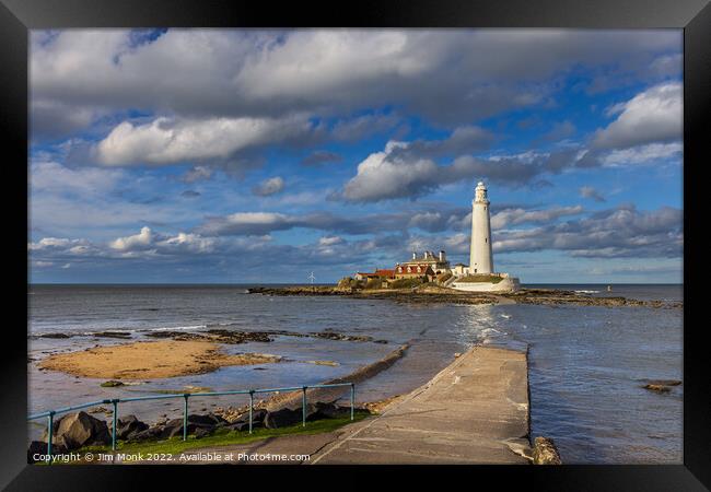 St Mary's Lighthouse. Framed Print by Jim Monk