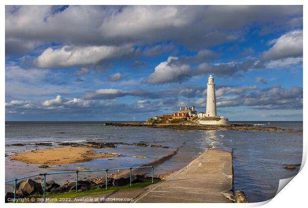 St Mary's Lighthouse. Print by Jim Monk