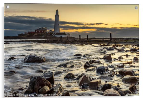 St Mary's Lighthouse at Sunrise Acrylic by Jim Monk