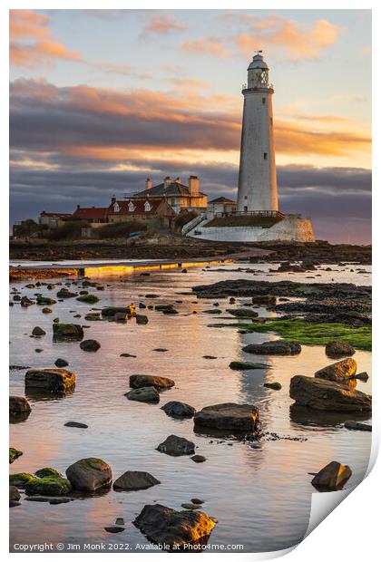 Sunrise at St Mary's Lighthouse. Print by Jim Monk