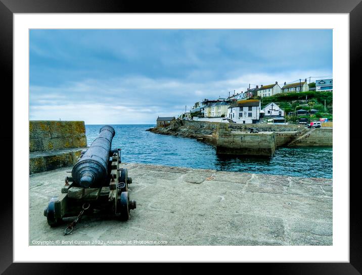 The Mighty Cannons of Porthleven Framed Mounted Print by Beryl Curran