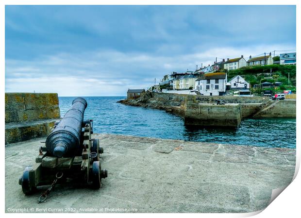 The Mighty Cannons of Porthleven Print by Beryl Curran